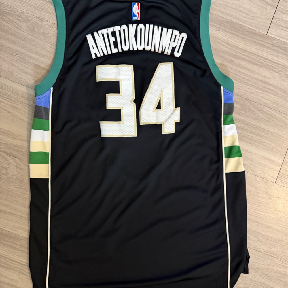 Black NBA Jersey with Green and White Accents